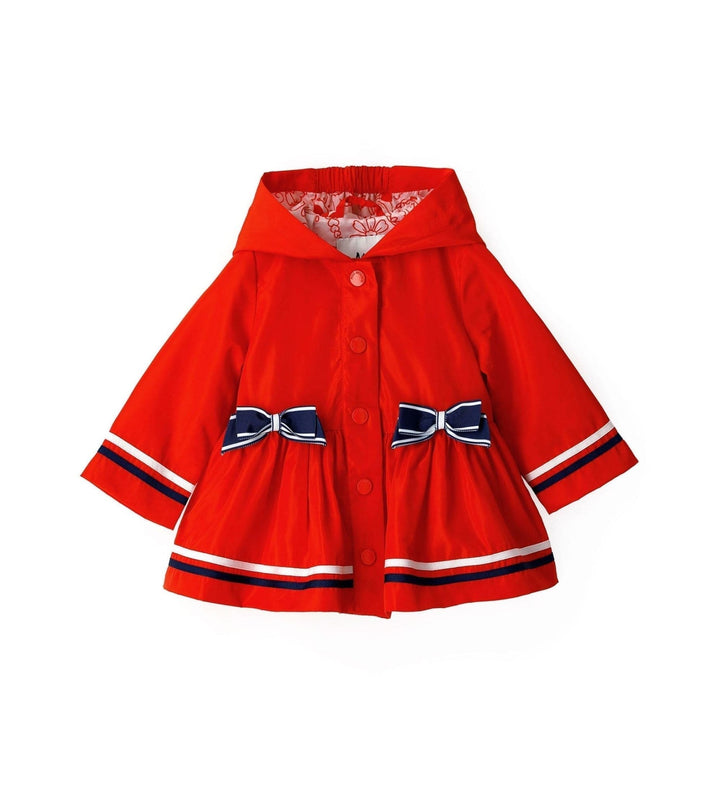 RED FLOWER FUN BOW TODDLER GIRL RAINCOAT - Little Betty