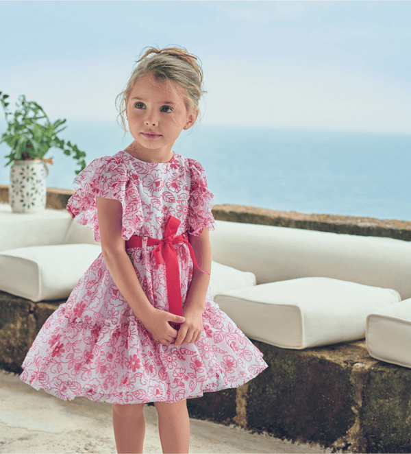 RED FLOWER FUN RUFFLE TODDLER GIRL TULLE DRESS - Little Betty