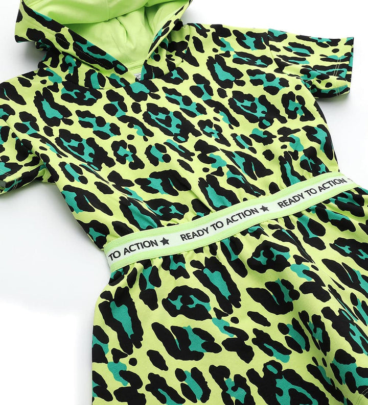 SASS & STYLE LEOPARD GIRLS GREEN DRESS - Little Betty