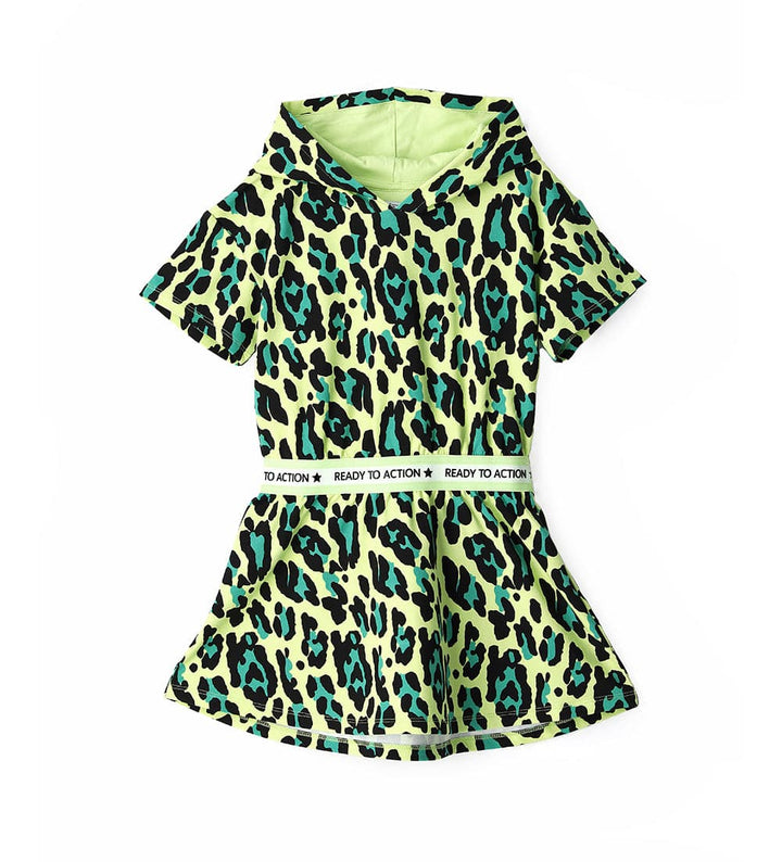 SASS & STYLE LEOPARD GIRLS GREEN DRESS - Little Betty