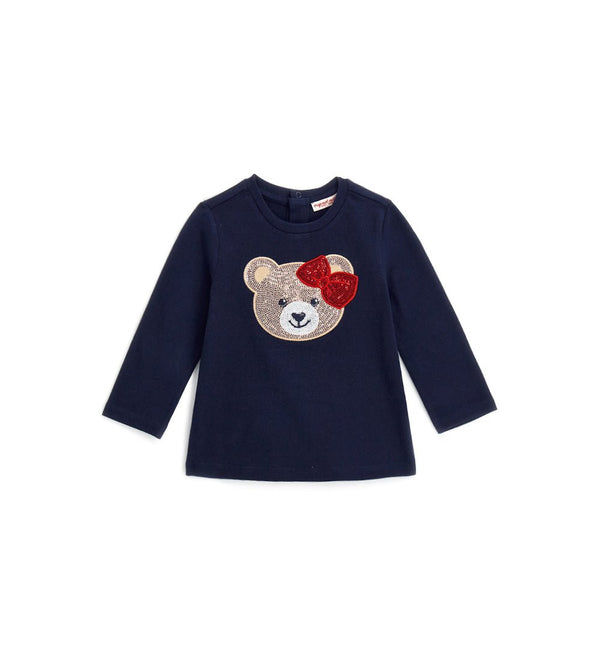 SEQUIN BEAR CHARM TEE - TODDLER GIRL LONG SLEEVE SHIRTS - Little Betty