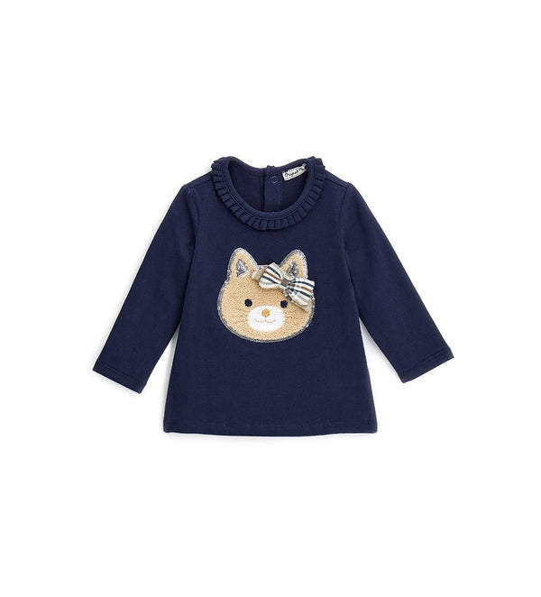SEQUIN CAT BOW SNAP - TODDLER GIRL LONG SLEEVE SHIRTS - Little Betty