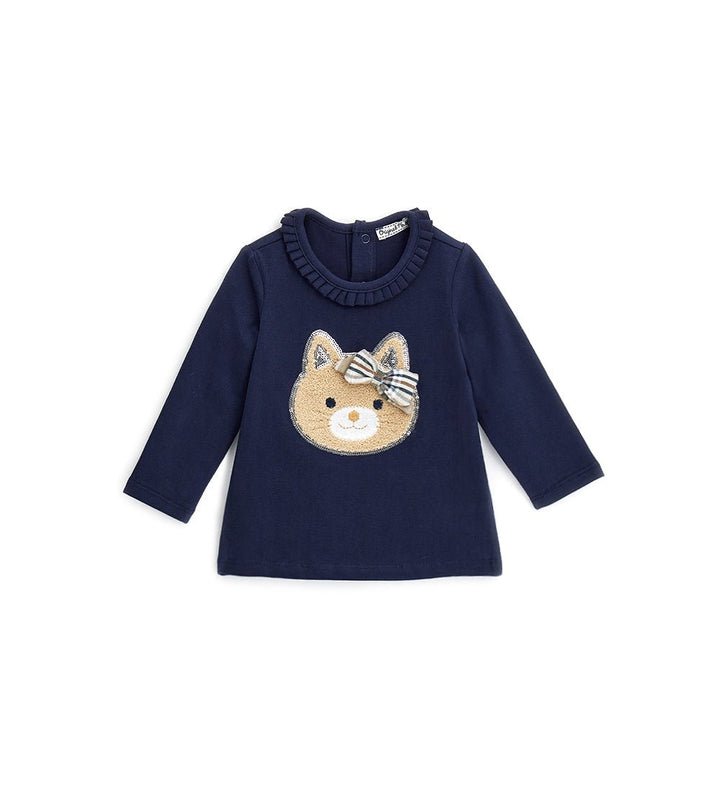 SEQUIN CAT BOW SNAP - TODDLER GIRL LONG SLEEVE SHIRTS - Little Betty