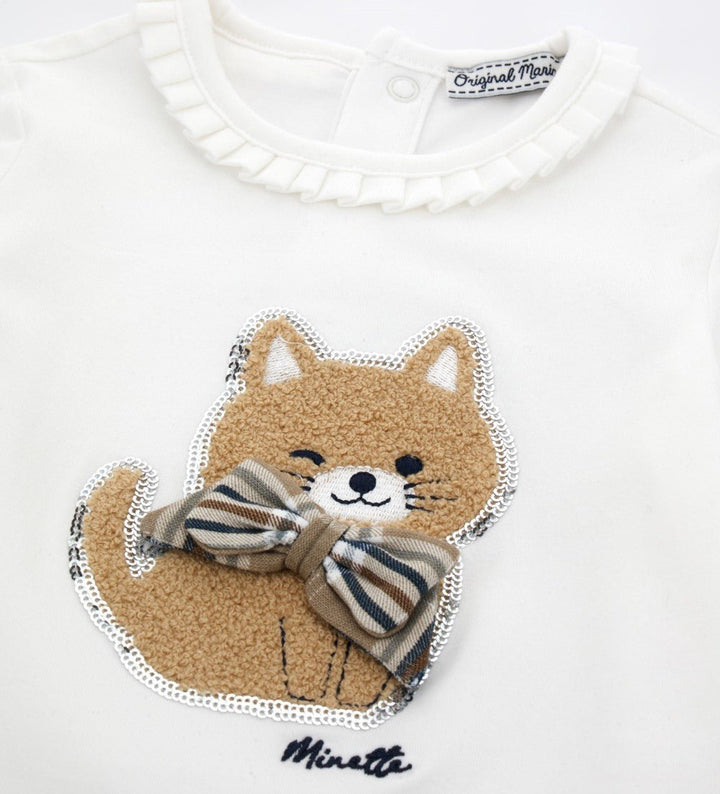 SEQUIN CAT BOW SNAP TEE - TODDLER GIRL LONG SLEEVE SHIRTS - Little Betty