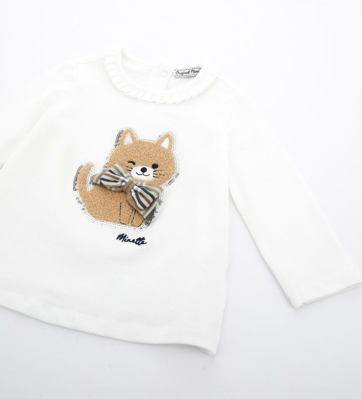SEQUIN CAT BOW SNAP TEE - TODDLER GIRL LONG SLEEVE SHIRTS - Little Betty