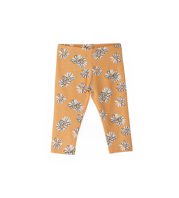 SHORT FLOWER OVERPRINT SOFT COTTON BABY GIRL LEGGINGS - Little Betty