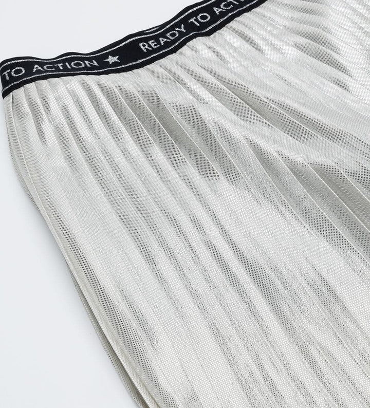 SILVER LAMINATED GIRLS PLEATED SKIRT - Little Betty