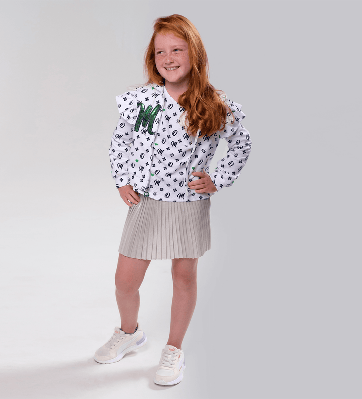 SILVER LAMINATED GIRLS PLEATED SKIRT - Little Betty