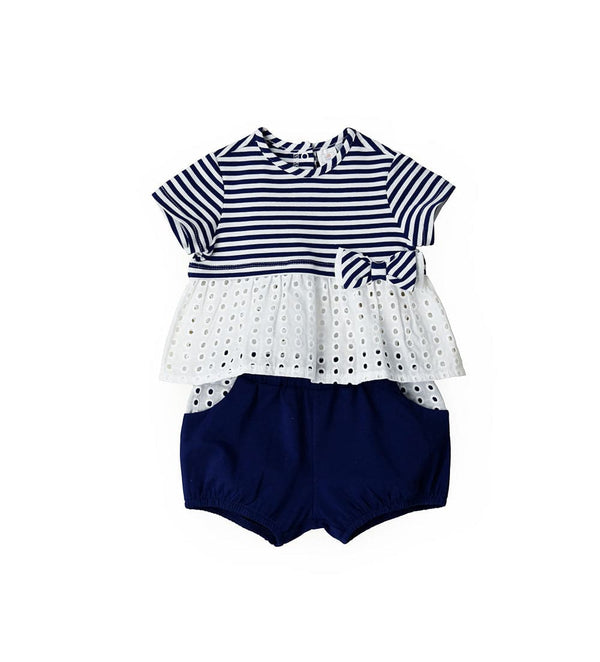 STRIPED BOW SANGALLO SHORT NEWBORN SET - Little Betty