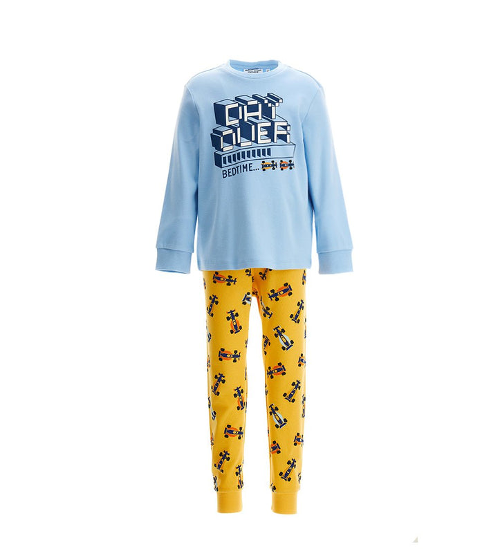 STYLISH PRINTED LONG TROUSER BOYS COTTON PAJAMAS SET - Little Betty