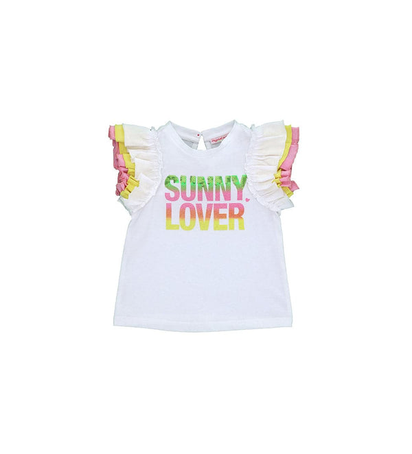 SUNNY LOVER WHITE TODDLER GIRL T-SHIRT WITH GLITTER - Little Betty