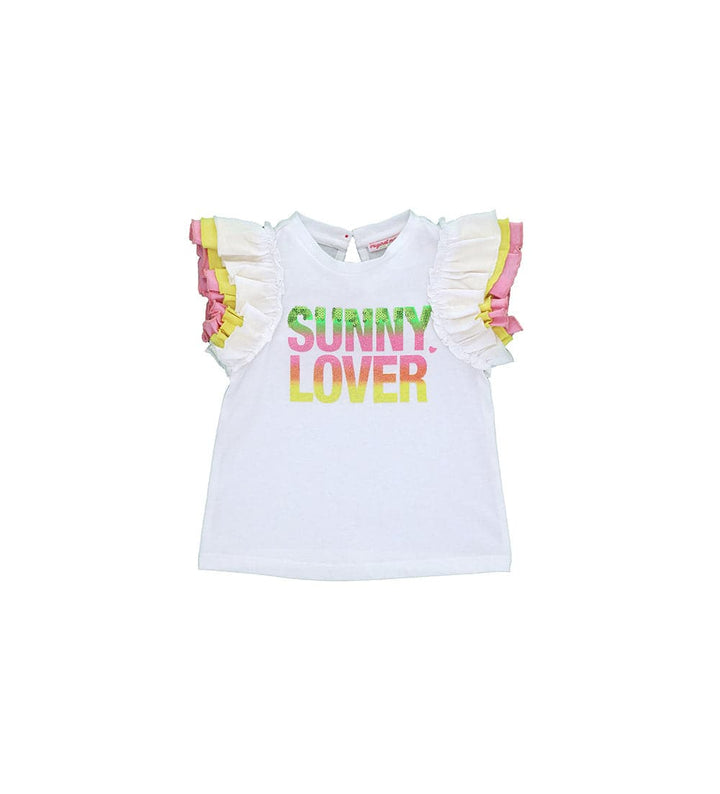 SUNNY LOVER WHITE TODDLER GIRL T-SHIRT WITH GLITTER - Little Betty