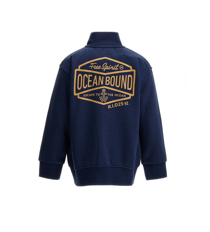 SWEATSHIRT WITH COLLAR - BROWN / DARK BLUE JACKET BOY  - Little Betty