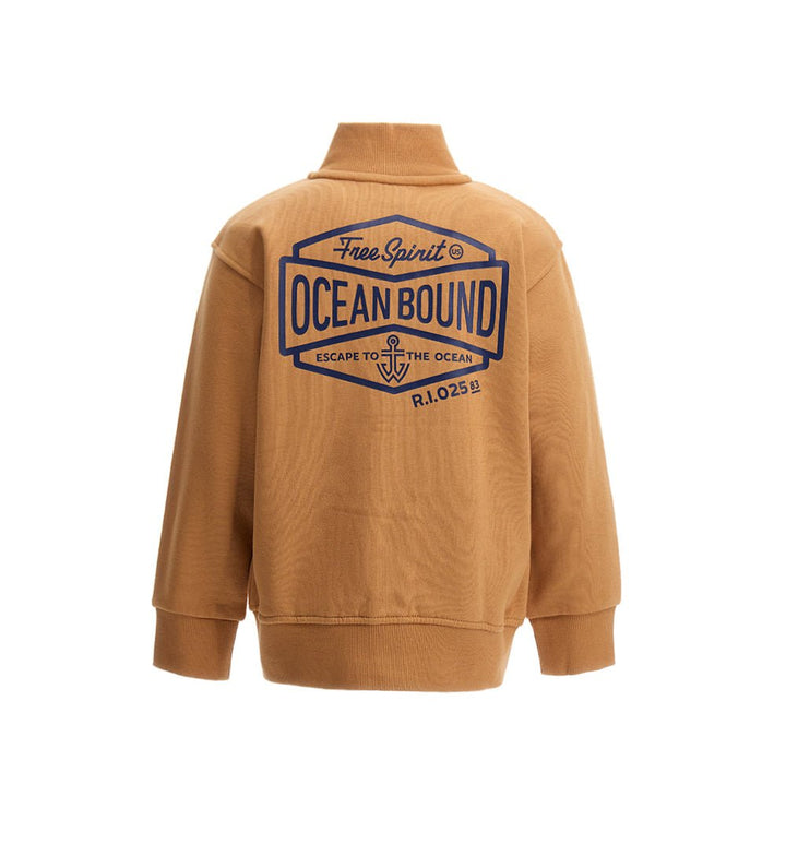 SWEATSHIRT WITH COLLAR - BROWN / DARK BLUE JACKET BOY  - Little Betty