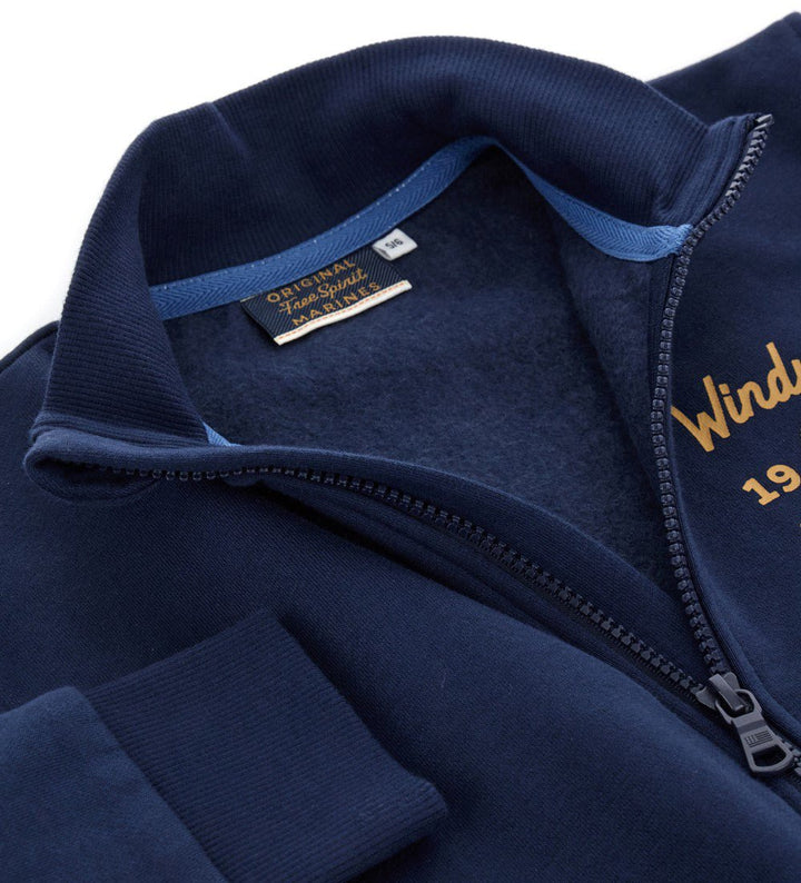 SWEATSHIRT WITH COLLAR - BROWN / DARK BLUE JACKET BOY  - Little Betty
