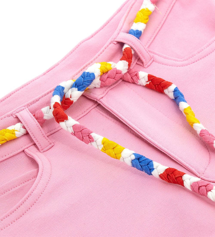 TASSEL BELT PINK BEACH SHORTS FOR GIRLS - Little Betty