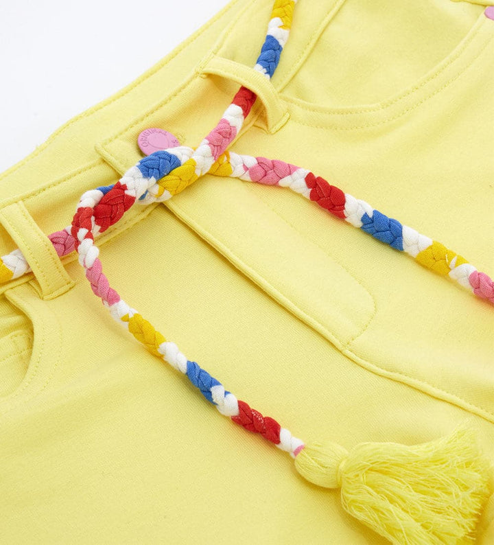 TASSEL BELT YELLOW BEACH SHORTS FOR GIRLS - Little Betty