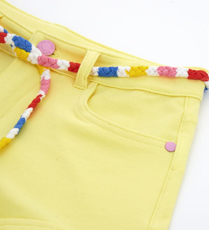 TASSEL BELT YELLOW BEACH SHORTS FOR GIRLS - Little Betty