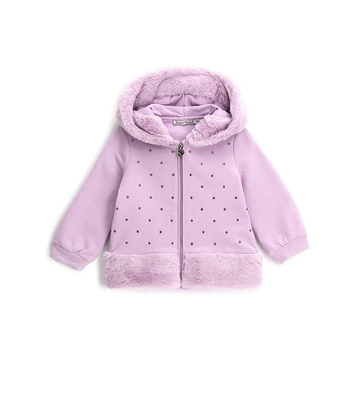 TRENDY TOUCH COTTON TODDLER GIRL ZIP UP HOODIE  WITH RHINESTONE - Little Betty