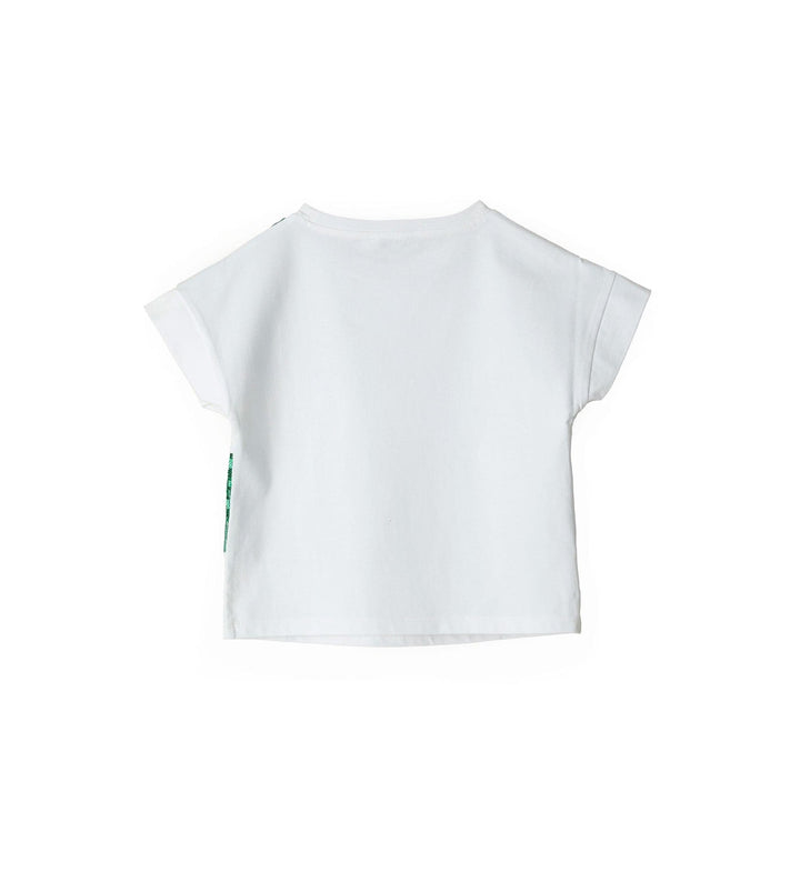 WHITE WITH GREEN SEQUINS GLAM GIRLS T-SHIRTS - Little Betty