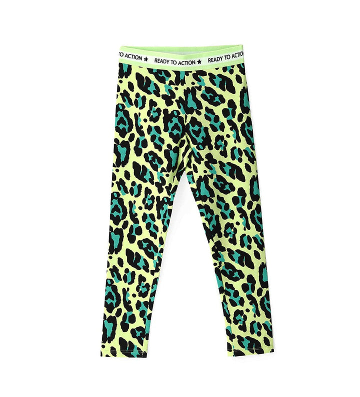 WILD & COMFY LEOPARD GIRLS GREEN LEGGINGS - Little Betty
