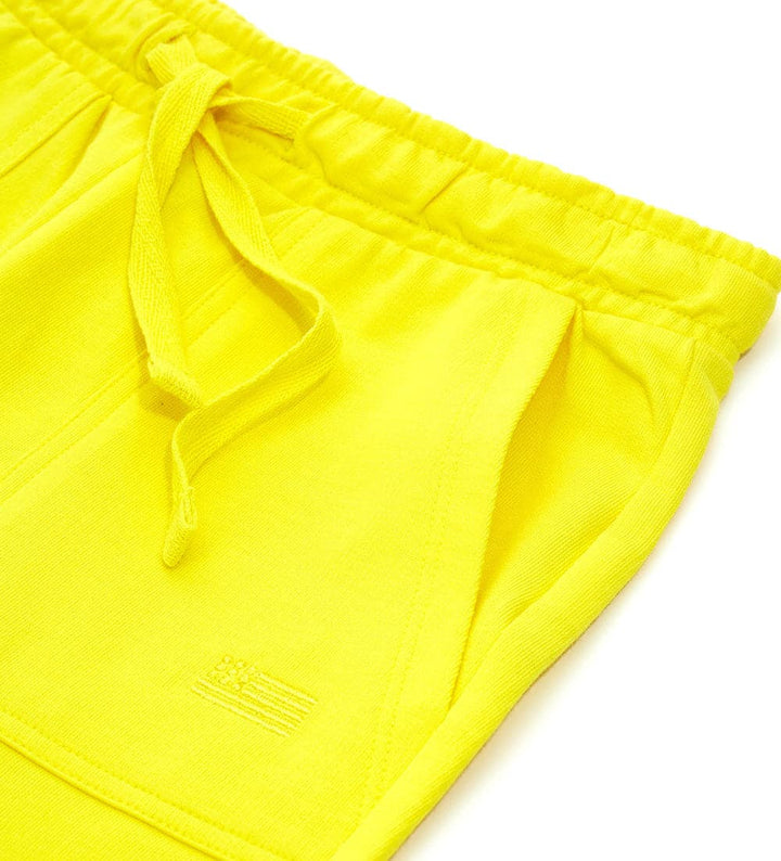 YELLOW BASIC FLEECE BERMUDAS BOYS COTTON SHORTS - Little Betty