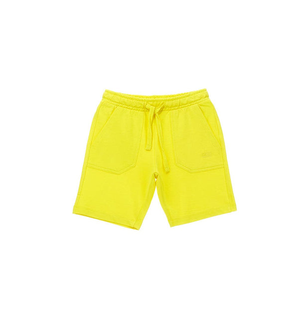 YELLOW BASIC FLEECE BERMUDAS BOYS COTTON SHORTS - Little Betty