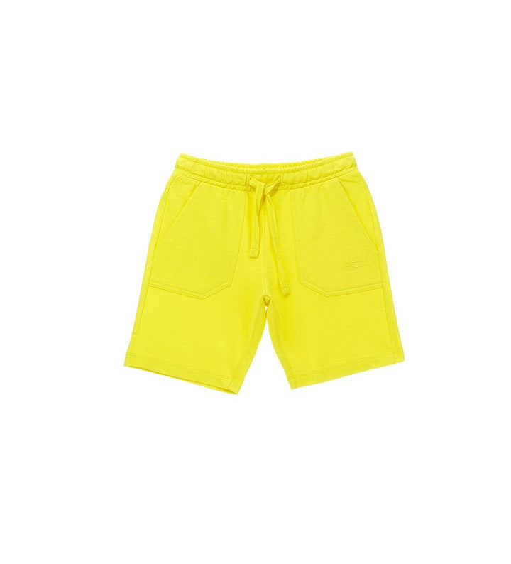 YELLOW BASIC FLEECE BERMUDAS BOYS COTTON SHORTS - Little Betty