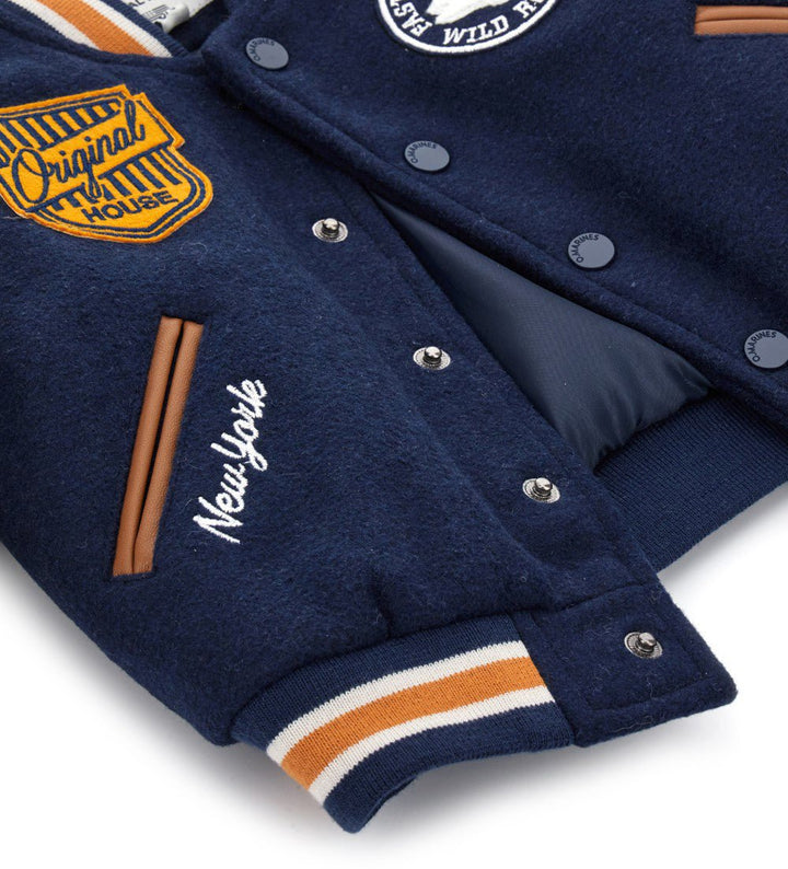 YOUNG WOLVES APPLIQUÉ TODDLER BOY BOMBER JACKET - Little Betty