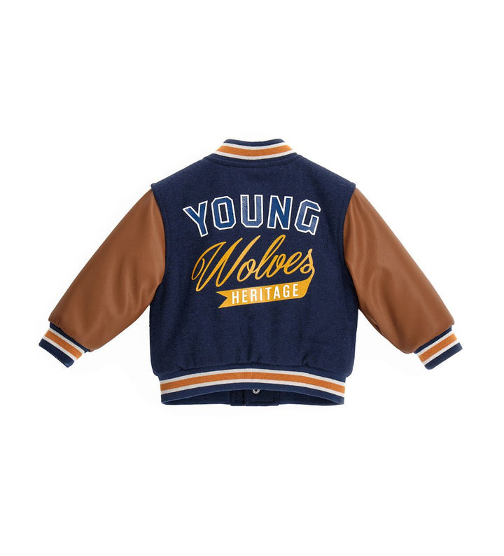YOUNG WOLVES APPLIQUÉ TODDLER BOY BOMBER JACKET - Little Betty