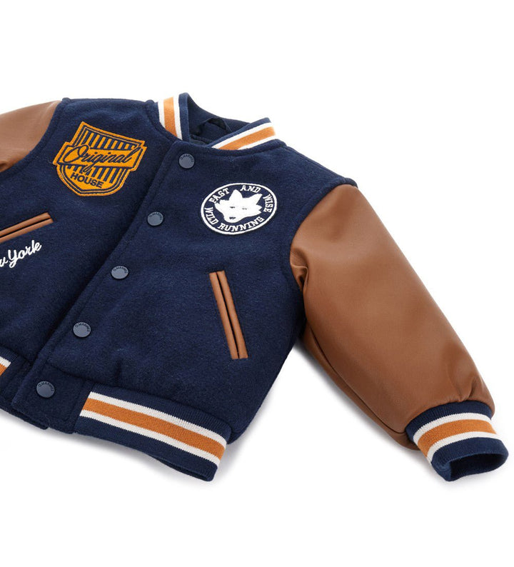 YOUNG WOLVES APPLIQUÉ TODDLER BOY BOMBER JACKET - Little Betty
