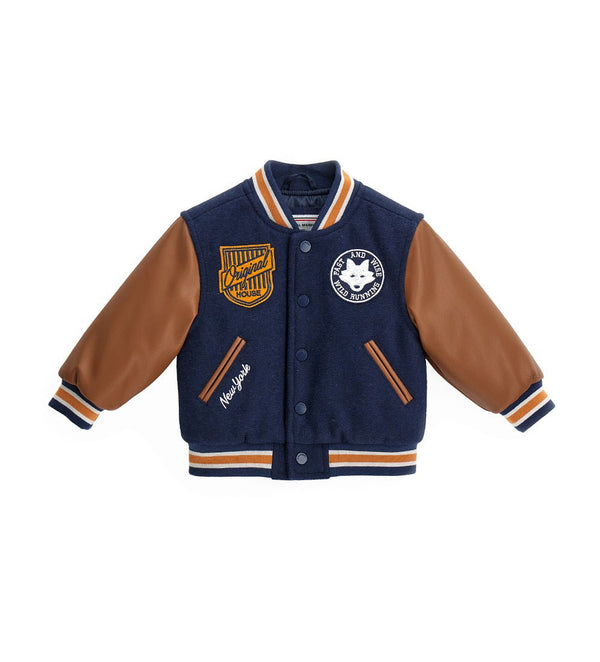 YOUNG WOLVES APPLIQUÉ TODDLER BOY BOMBER JACKET - Little Betty