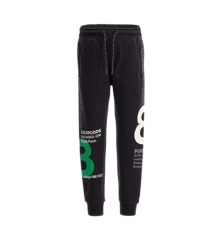 ZIPPER POCKET COTTON FLEECE BOYS BLACK PANTS - Little Betty