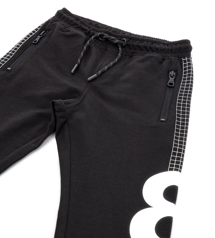 ZIPPER POCKET COTTON FLEECE BOYS BLACK PANTS - Little Betty