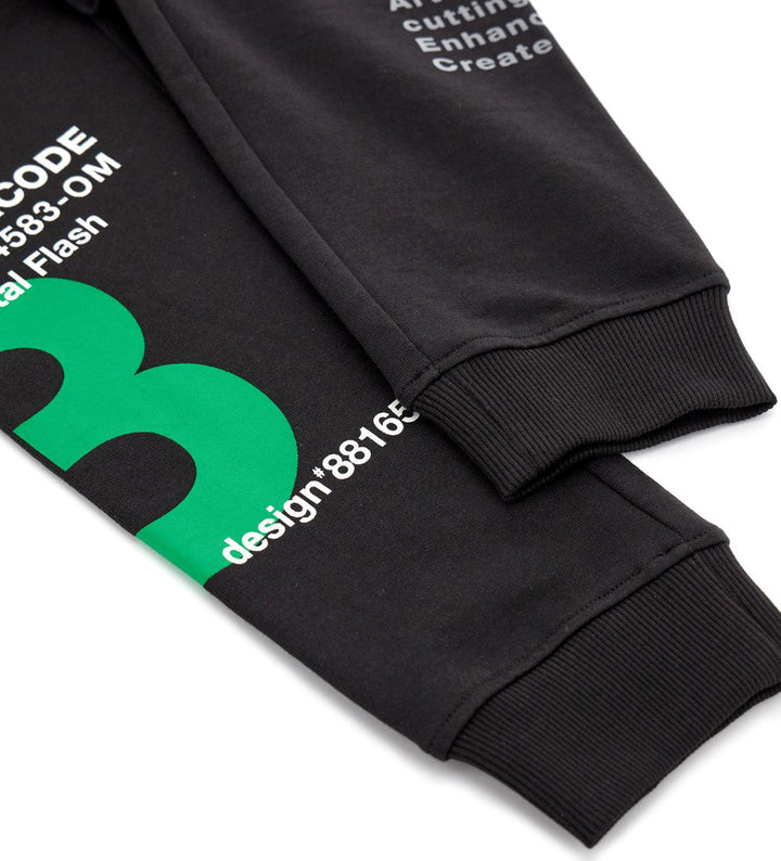 ZIPPER POCKET COTTON FLEECE BOYS BLACK PANTS - Little Betty