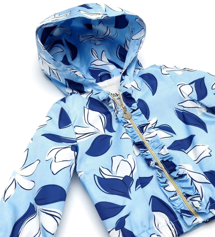 BLUE FLOWER FUN RUFFLE RAINCOAT - Little Betty