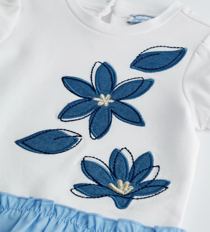 BLUE FLOWER FUN RUFFLE SKIRT DRESS - Little Betty