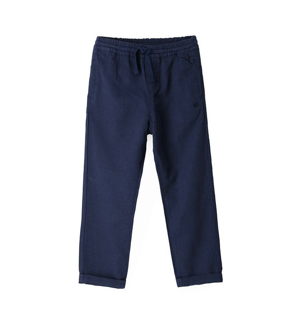 CLASSIC FIT NAVY LINEN-COTTON PANTS - Little Betty