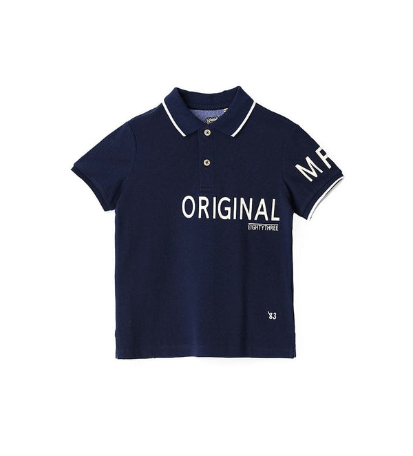 DARK BLUE PREMIUM COTTON POLO SHIRT - Little Betty