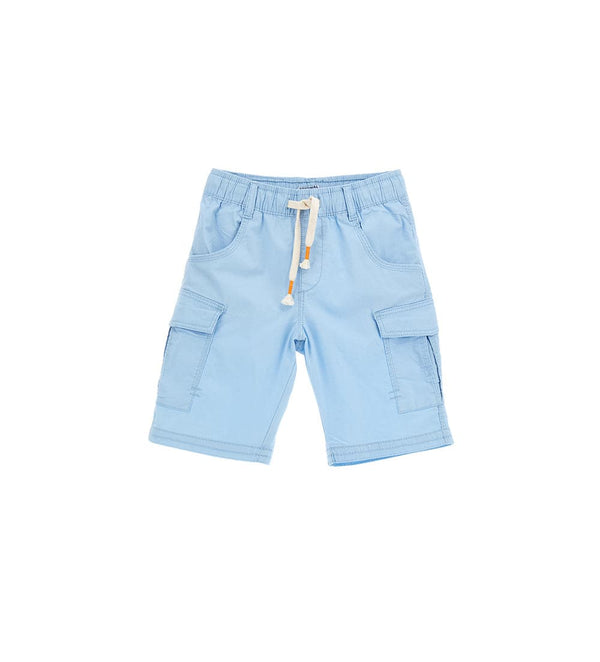 LIGHT BLUE COTTON CARGO SHORTS WITH LARGE POCKETS - Little Betty