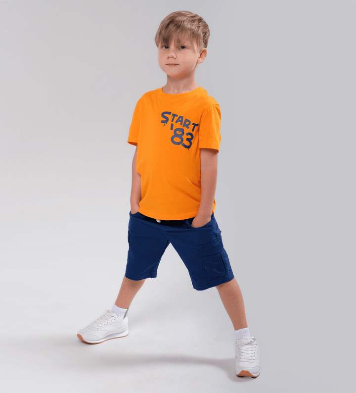 NAVY COTTON CARGO SHORTS WITH LARGE POCKETS - Little Betty