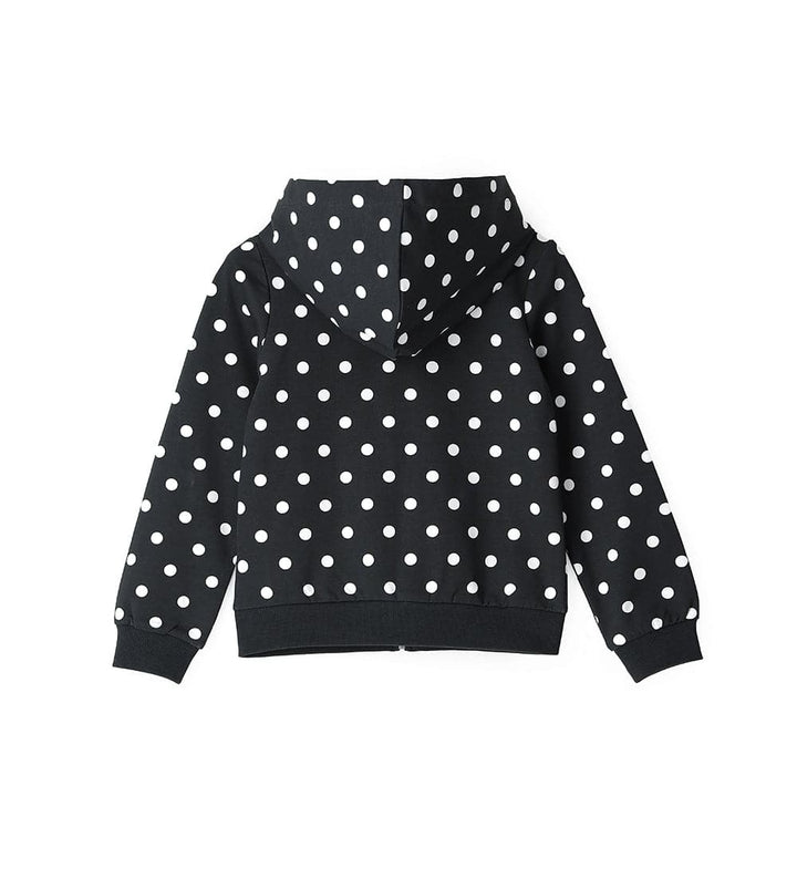 POLKA DOT BLACK HOODIE WITH TULLE-LINED HOOD - Little Betty