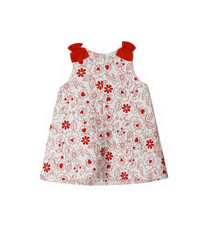 RED FLOWER FUN SHOULDER BOW DRESS - Little Betty