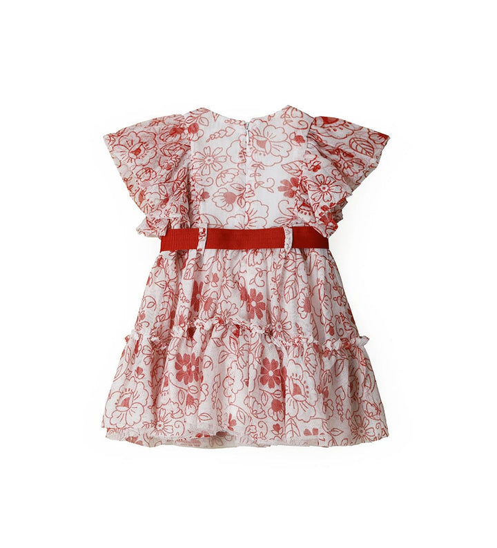 RED FLOWER FUN TULLE RUFFLE DRESS - Little Betty