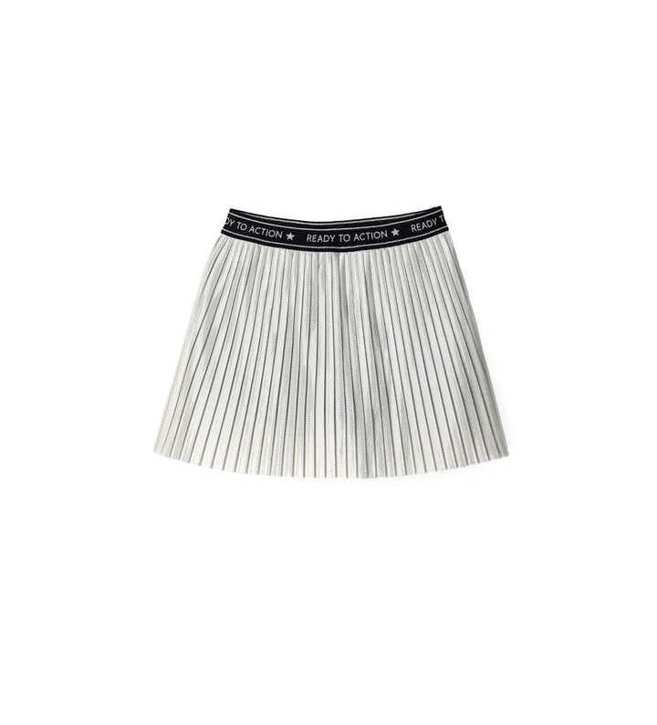 SILVER LAMINATED PLEATED SKIRT - Little Betty
