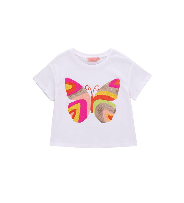 WHITE SEQUIN BUTTERFLY T-SHIRT - Little Betty