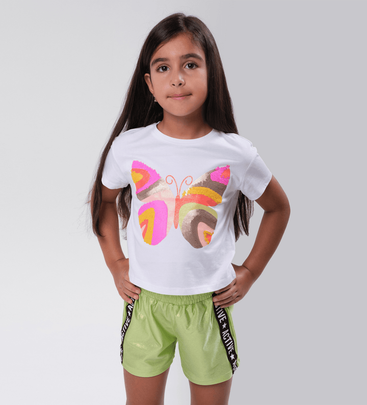 WHITE SEQUIN BUTTERFLY T-SHIRT - Little Betty